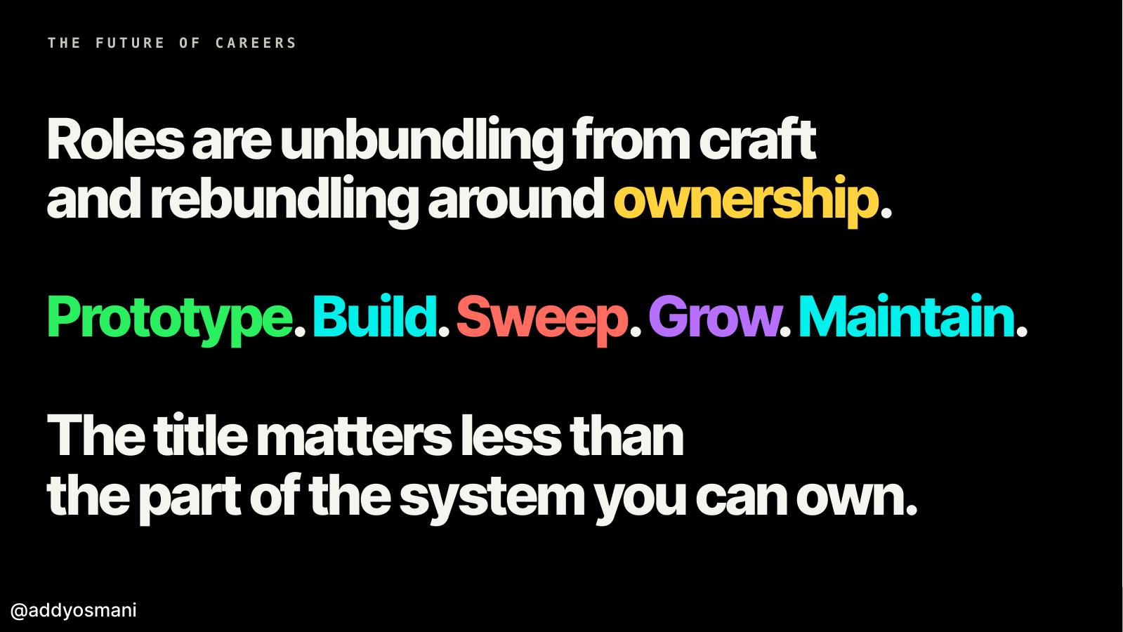 Roles are rebundling around ownership.