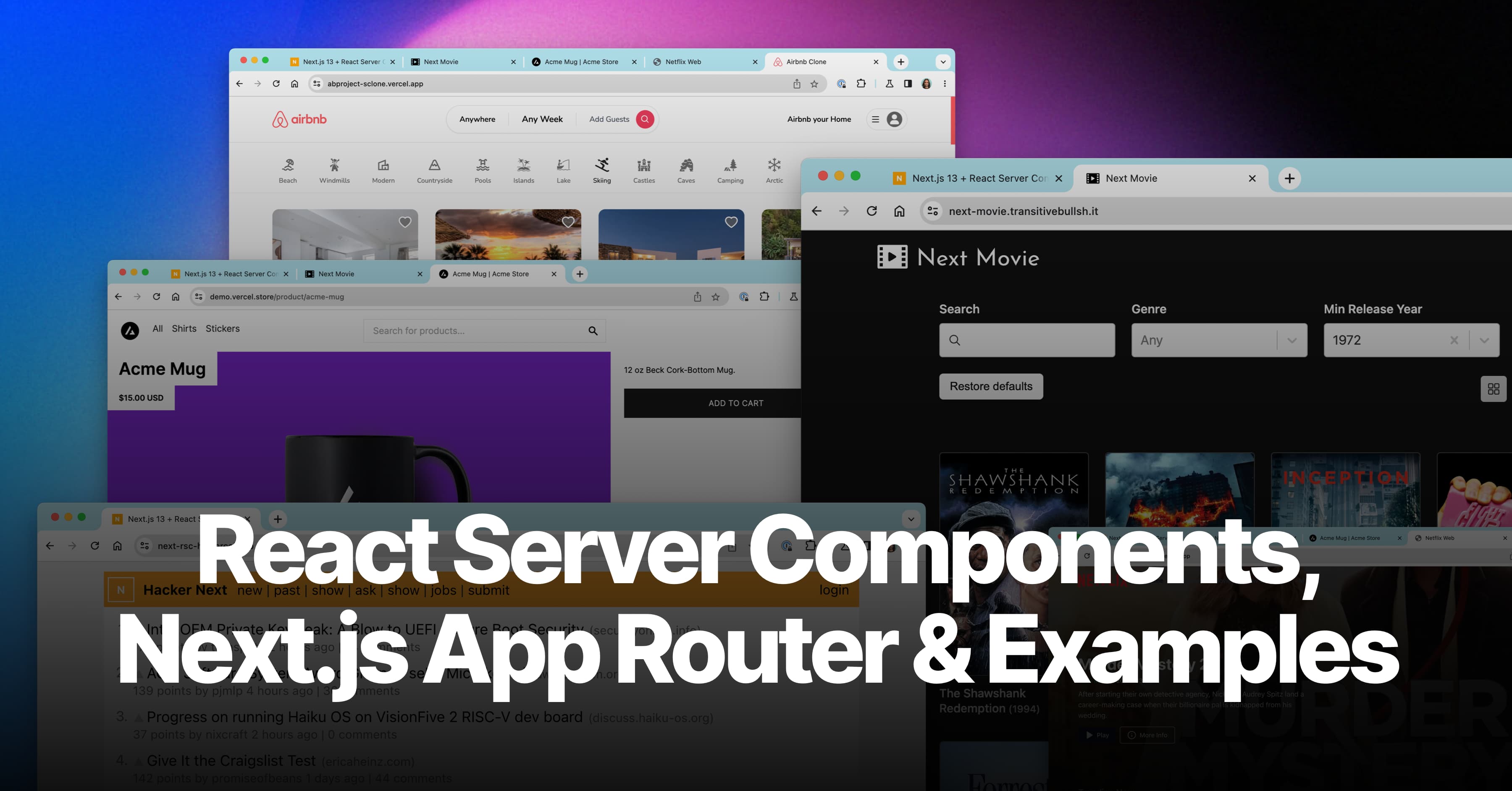 React Server Components, Next.js App Router and examples