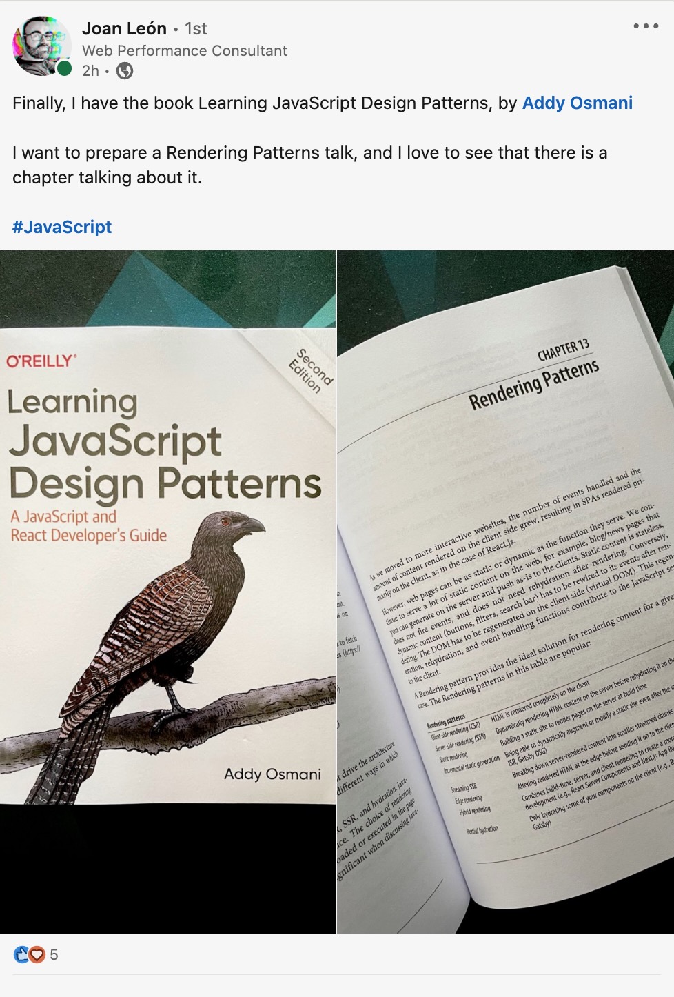 photo of learning javascript design patterns book