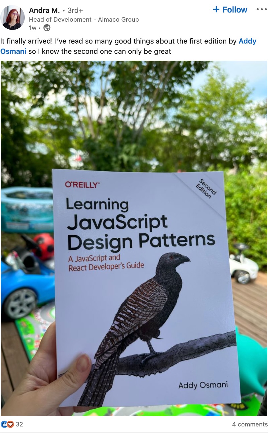 photo of learning javascript design patterns book